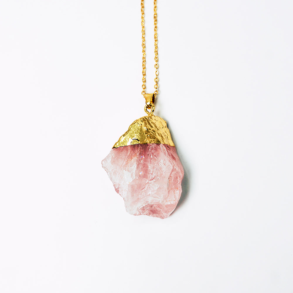Joya Colgante Natural Cuarzo Rosado